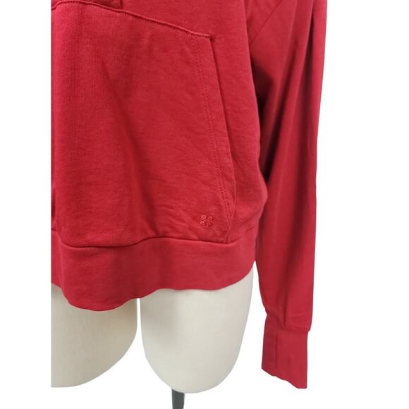Sweaty Betty Relax Hoodie Sweatshirt V Neck Red Womens Size‎ 8 Medium - Picture 11 of 14